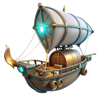 beautiful classic Fantasy Airship 3D Render 4K png