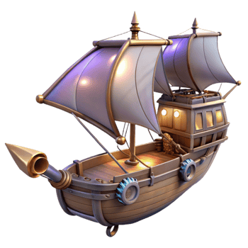 extraordinary vintage 3D Model Wooden Sailing Ship professional png
