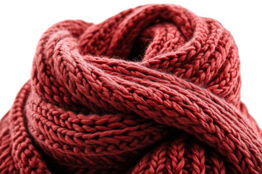 Warm knitted scarf in rich red color png