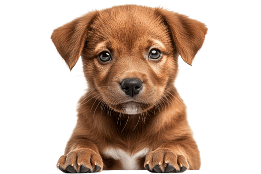 Captivating brown puppy looking directly at camera png