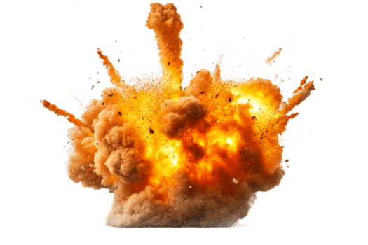 Explosion causes large cloud of smoke and debris png