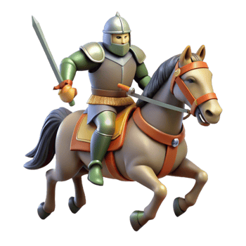 extraordinary modern 3D Illustration Knight on Horseback professional png