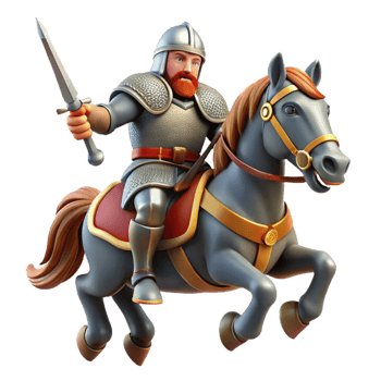 3D Illustration Medieval Knight on Horseback png