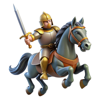 elegant rustic 3D Illustration Knight on Horseback professional png