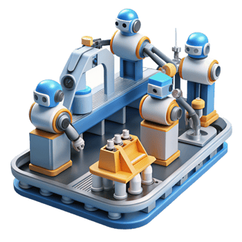 3D Illustration Automated Robot Factory png