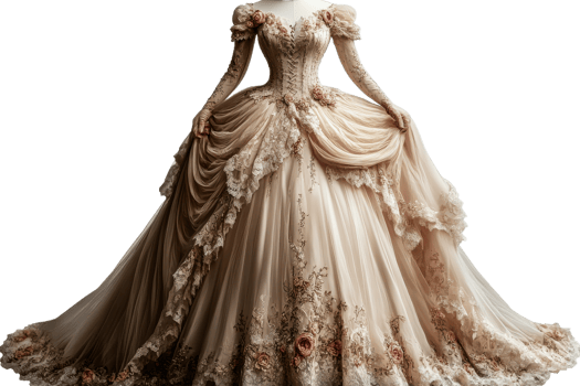 Lace detailed elegant bridal gown png