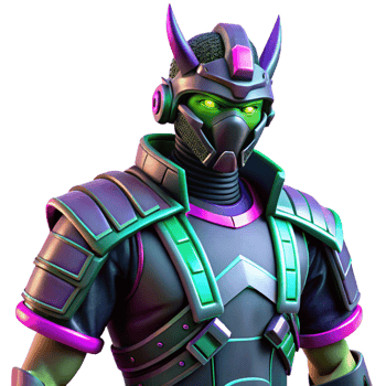 stunning traditional Neon Samurai 3D Render detailed png