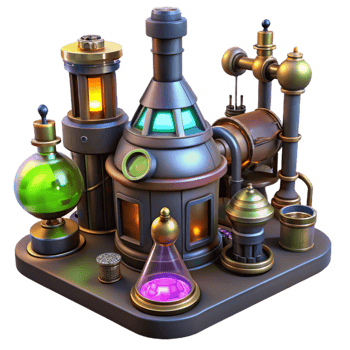 impressive creative Steampunk Alchemy Lab 3D Illustration original png