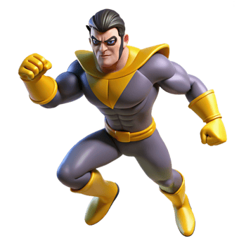 dramatic creative 3D Render Superhero Illustration original png