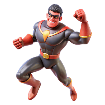 stunning minimalist 3D Cartoon Superhero Illustration detailed png