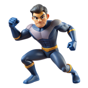 vibrant minimalist 3D Cartoon Superhero Illustration original png