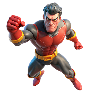 Powerful Superhero 3D Render png