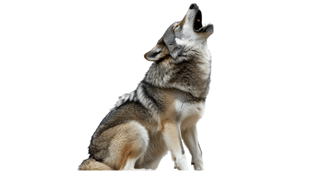 Wolf howling in the wilderness during twilight png