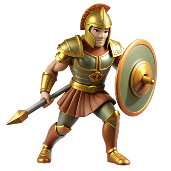 dramatic vintage 3D Illustration Greek Warrior original png