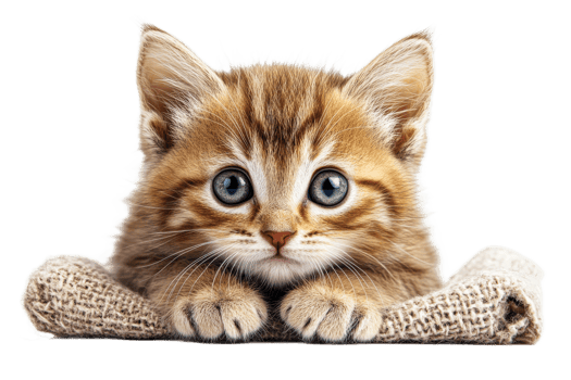 Curious kitten with bright blue eyes resting png
