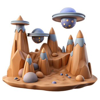 Cartoon 3D Alien Landscape png