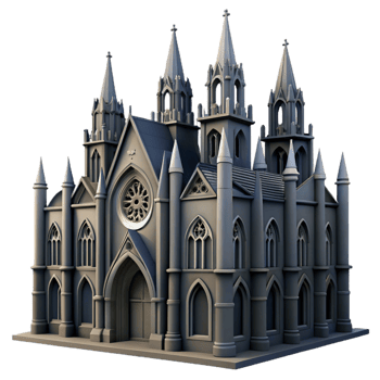 beautiful traditional Gothic Cathedral 3D Model Render authentic png