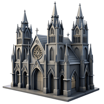 elegant rustic Gothic Cathedral 3D Model Render professional png