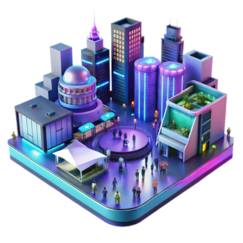 magnificent artistic Neon Cityscape 3D Illustration exclusive png