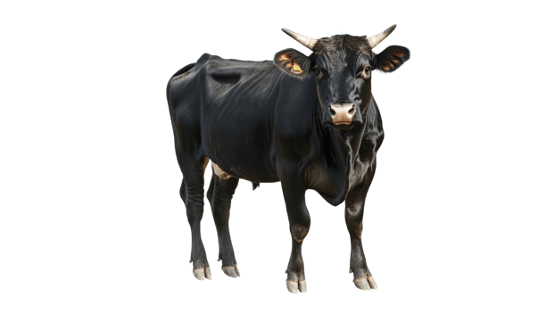 Calm black cow on the farm png
