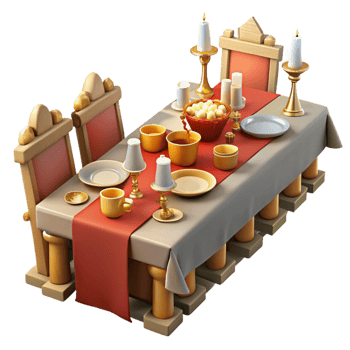 Medieval Dinner Table 3D Illustration png