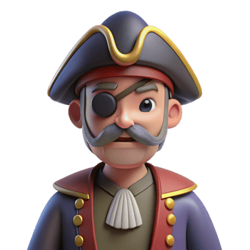 beautiful minimalist 3D Cartoon Pirate Captain Illustration original png