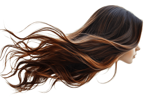 Flowing hair in soft, captivating light png