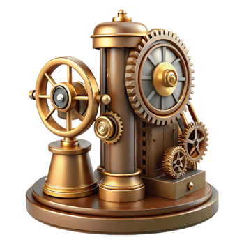 dramatic artistic Steampunk Gear Mechanism 3D Illustration original png