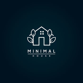 Minimalist House and Leaf Line Logo. Modern Home and Real Estate Branding vector