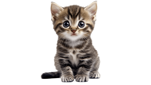 Kitten with big eyes on white background png
