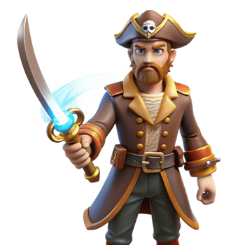 elegant creative 3D Illustration Pirate Captain with Magical Sword authentic png