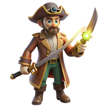 beautiful vintage 3D Render Pirate Captain Illustration high resolution png