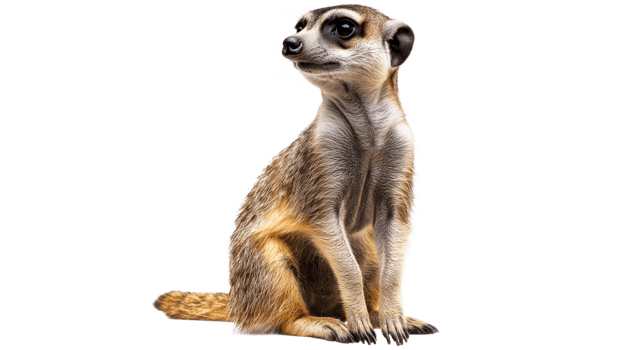 Meerkat sitting calmly against a white background png