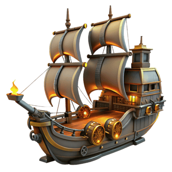 impressive contemporary Steampunk Galleon 3D Render high quality png