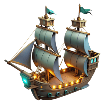 wonderful minimalist 3D Model of a Galleon Ship original png