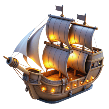 extraordinary traditional Luminous Galleon A 3D Illustration authentic png