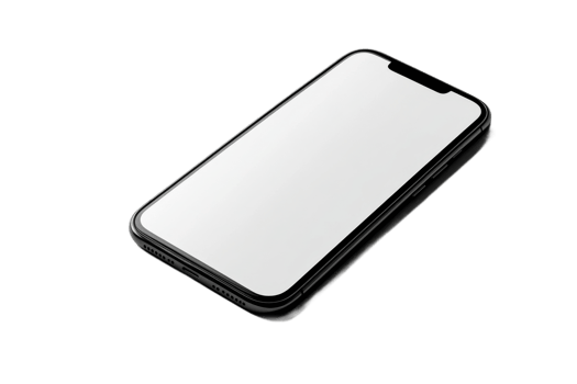 Smartphone lying on a surface with blank screen png