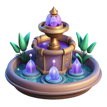 serene creative Enchanted Fountain 3D Render authentic png