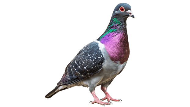 Pigeon with vibrant plumage standing on ground png
