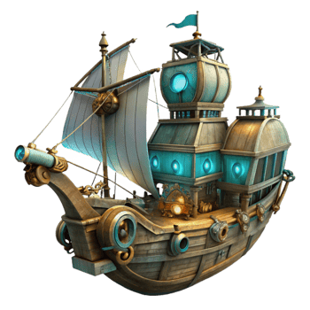stunning rustic Steampunk Galleon 3D Render genuine png