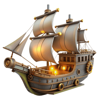 stunning traditional 3D Model of a Steampunk Galleon high resolution png