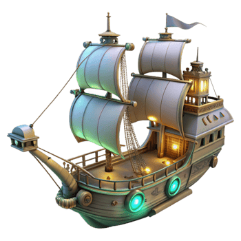 wonderful artistic 3D Model of a Fantasy Sailing Ship professional png