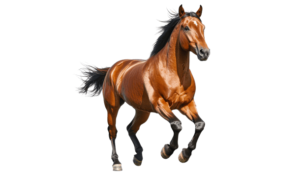 Elegant brown horse galloping in open space png