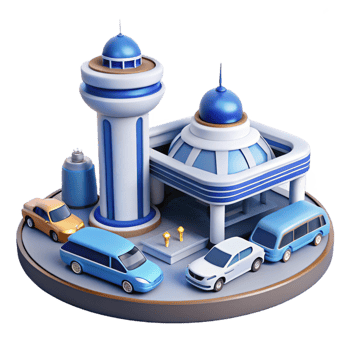 3D Cartoon Car Station Illustration png