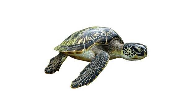 Green sea turtle swimming gracefully in the ocean png
