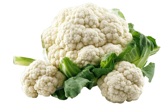 Fresh cauliflower with green leaves on display png