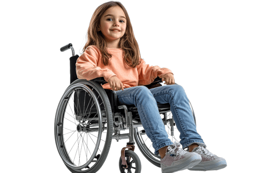 Young girl enjoying life in a wheelchair png