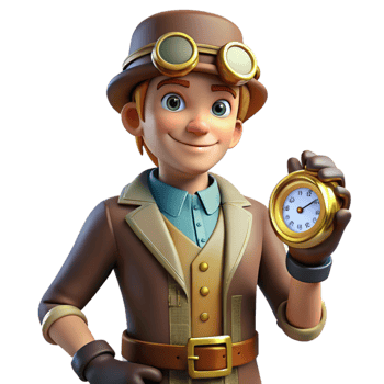 serene creative 3D Render Young Inventor with Pocket Watch professional png