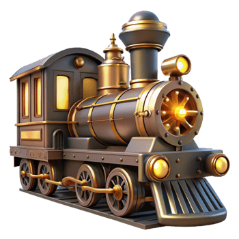 dramatic classic Vintage Steam Train 3D Render exclusive png