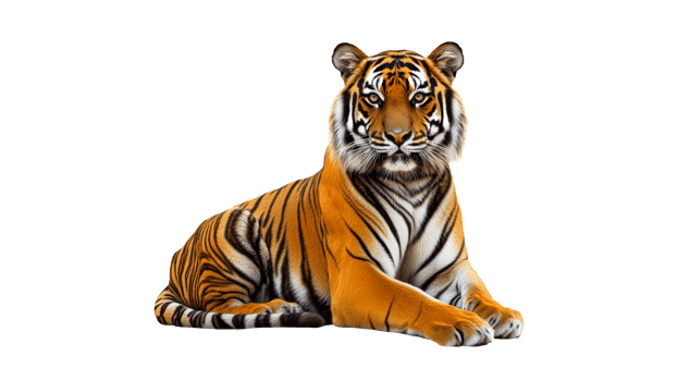 Majestic tiger resting on transparent background png